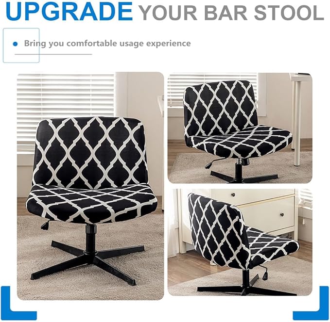 Levoberg Armless Criss Cross Office Desk Chair Cover Slipcovers Printed Vanity Desk Chair Covers Armless Cross Legged Wide Chair Covers Accent Mid Back Wide Swivel Task Chair Protector #9