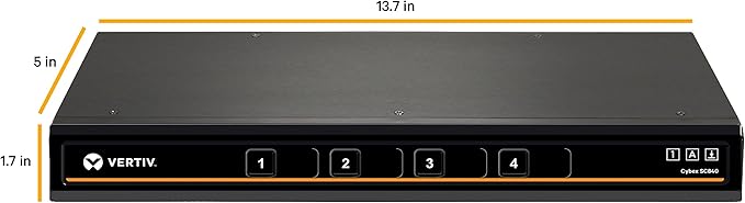 Avocent Vertiv Cybex SC840-001Secure Desktop KVM,Single Head Monitor,4 Port,Dual-Link,Secure Desktop KVM Switch,Common Access Card (CAC),Dedicated Peripheral Port (DPP),True Image Reproduction,Black