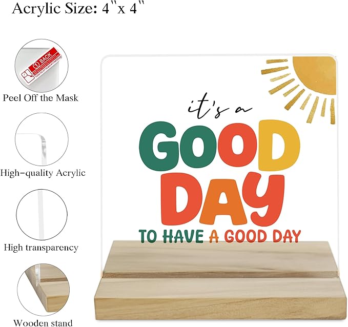 It's A Good Day Inspirational Decor Sign, Motivational Gifts for Women Acrylic Plaque