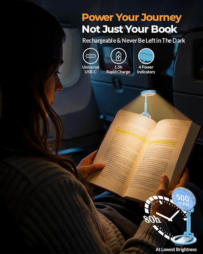 Rechargeable Book Reading Light: 18 LED Clip on Book Light for Kids in Bed & Night | Eye Caring 3 Colors & Stepless Dimming | Timer Memory Booklamp - Gifts for Book Lovers Teen Girls Boys
