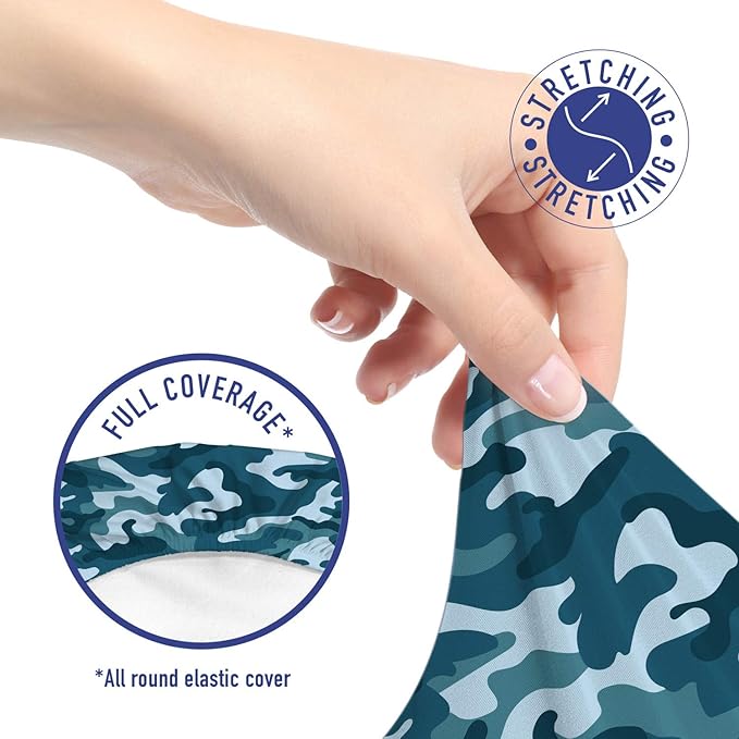 Ambesonne Camo Office Chair Slipcover, Camouflage Theme in Oceanic Colors Sea Water Inspired Illustration, Protective Stretch Decorative Fabric Cover, Standard Size, Slate Blue