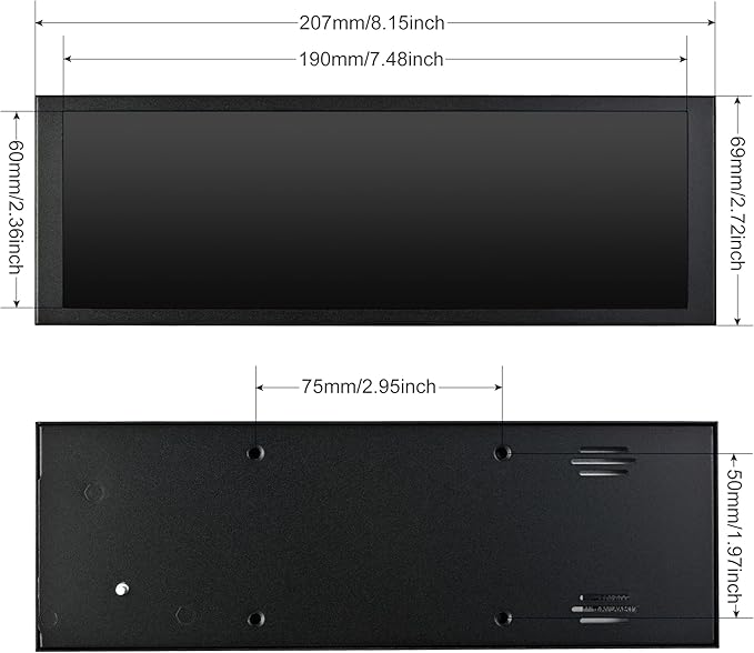 wisecoco 7.84 Inch Mini Monitor HD IPS 1280x400 Secondary Screen Stretched Bar LCD Display with Casing for Laptop Computer Speed Temperature Windows Aida64 CPU GPU Monitoring