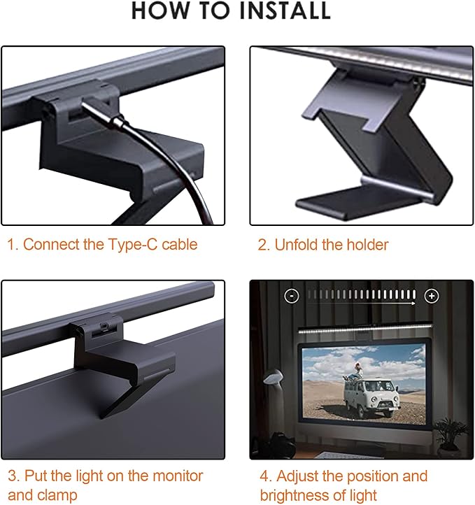 YESLIGHTING Computer Monitor Light,Screen Light Bar E-Reading LED Task Lamp with Touch Sensor,No Glare on Screen, USB Powered, Adjustable Brightness/Color Temperature Eye-Caring Reading Light