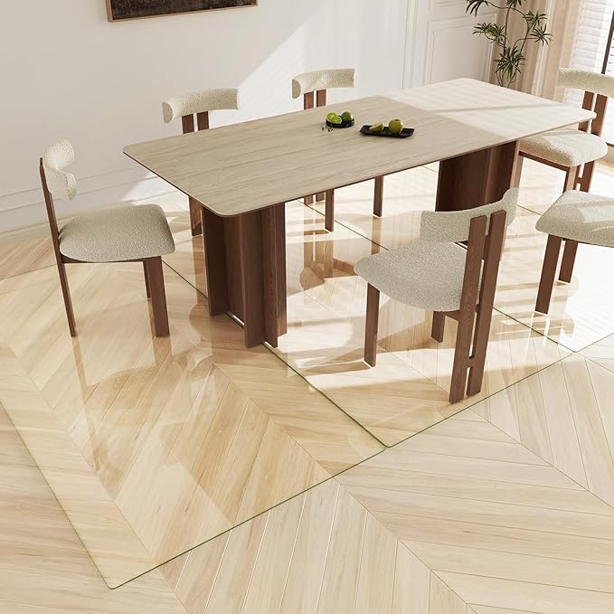 Koonmi Tempered Glass Chair Mat 40"x80" - Premium Office Chair Mat for Hardwood Floors & Low-Pile Carpet with 4 Non-Slip Pads - Thick Scratch-Resistant Surface