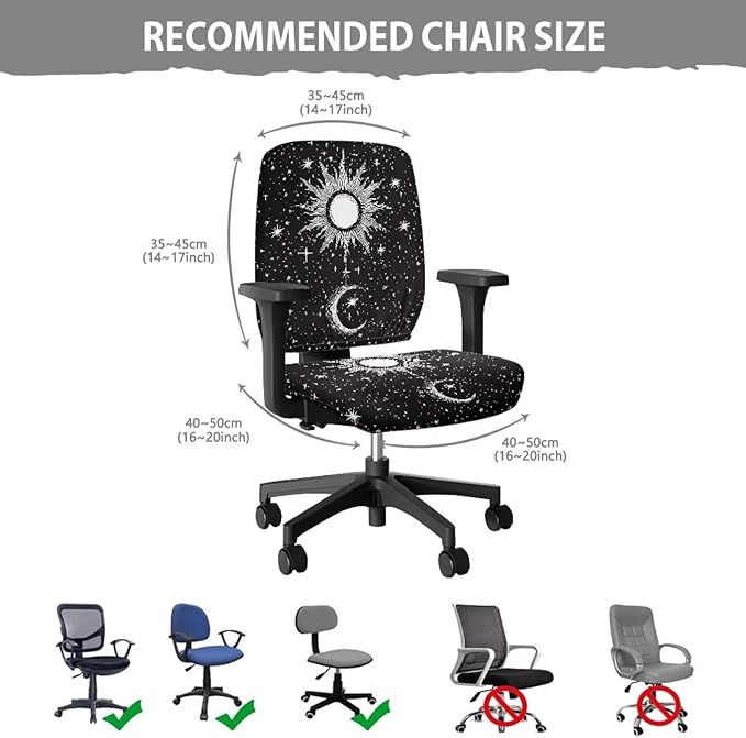 GLENLCWE Aztec Sunflower Cow Office Chair Cover Stretchable Seat Covers Universal Computer Chair Covers Rotating Chair Slipcover for Family Friends