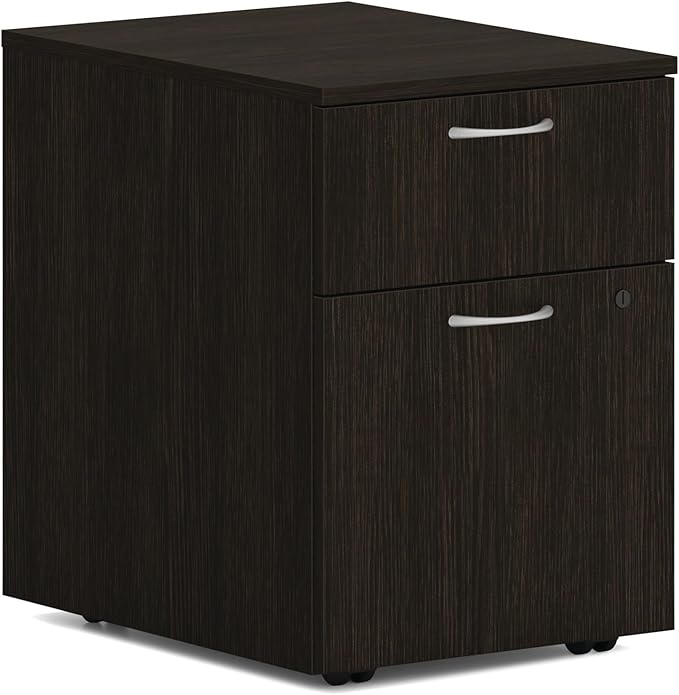 HON MOD 2 Drawer File Cabinet On Wheels, Mobile Pedestal for Filing Cabinets for Home Office, 15" W Portable Storage, Java Oak