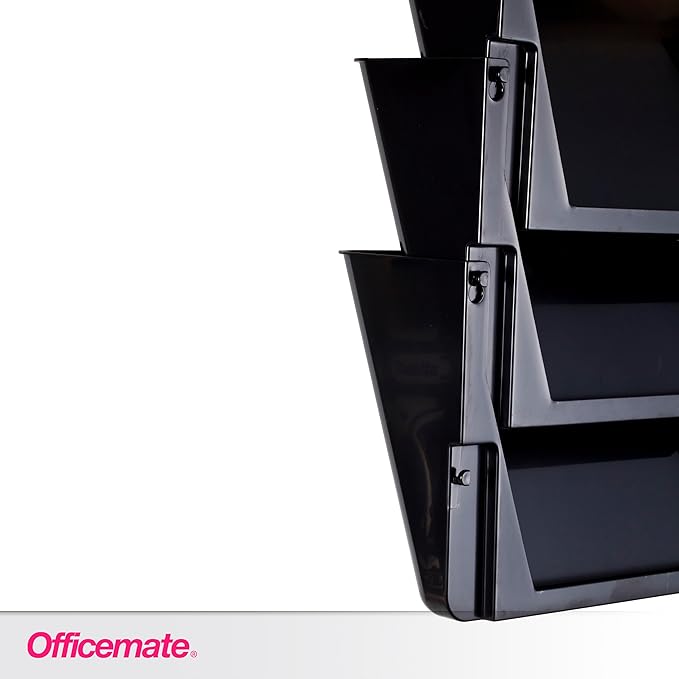 Officemate Letter Size Wall File, Recycled, Black (26092), 14.5" x 13" x 4.1", Set of 3