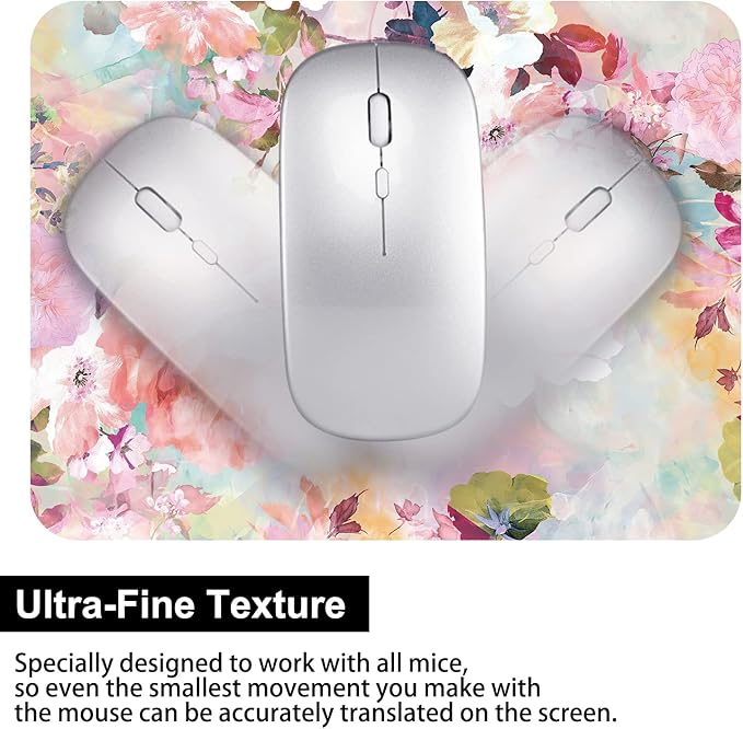 Small Mouse Pad 6 x 8 Inch, Audimi Mini Mouse Pad Thick for Laptop Wireless Mouse Home Office Travel, Portable & Washable (Flower)