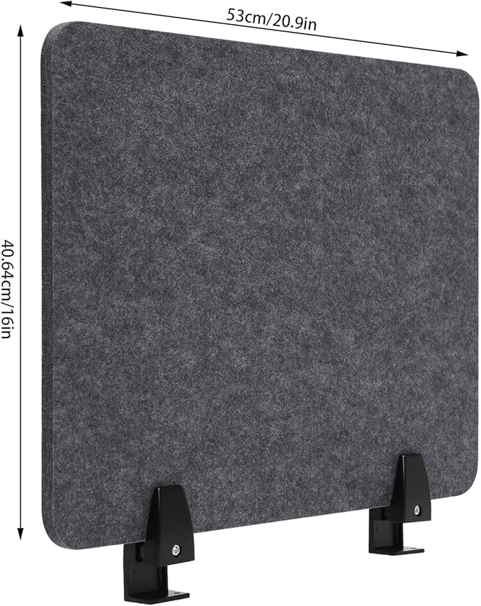 Acoustic Desk Divider, 4Pcs Tabletop Privacy Cubicle Panels, Clamp-On Polyester Fiber Felt Partition, Noise Reducing Office Partition for Workstation, Classroom, Study Area, 20.9*16in Anthracite Gray