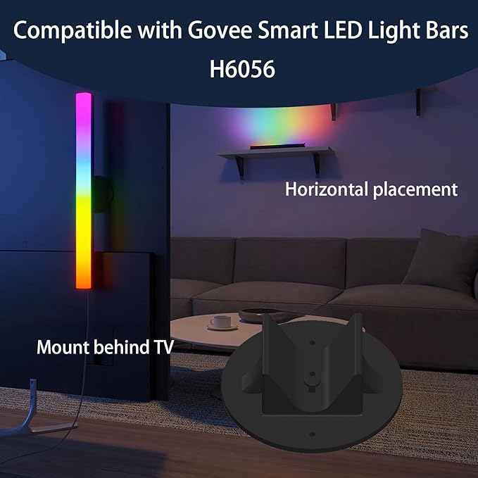 2PCS Horizontal Light Holder Fit for Govee H6056 LED Light Bars & Base Bracket Kit with Self-Adhesive Multiple Installation Options for Monitor/TV Back (Light Bars Not Included)