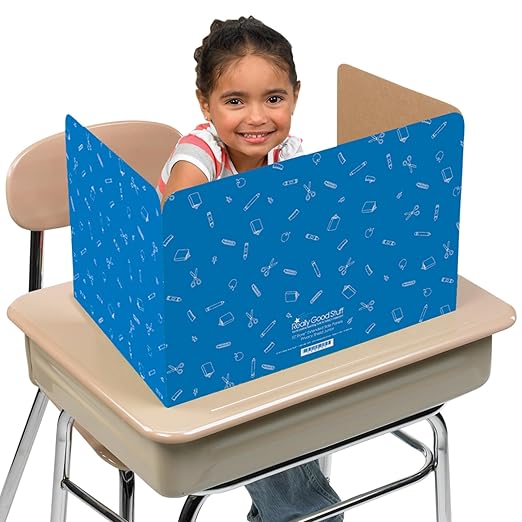 Really Good Stuff Standard Privacy Shields Set of 12, Blue - Enhance Focus and Create a Distraction-Free Learning Environment - Durable and Easy to Store - Desk Dividers for The Classroom