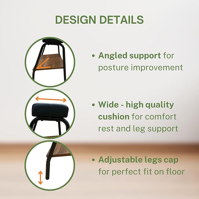 Double Step Footrest Under Desk Versatile Foot Stool Ottoman for Comfortable Desk Work Office Life (Black)