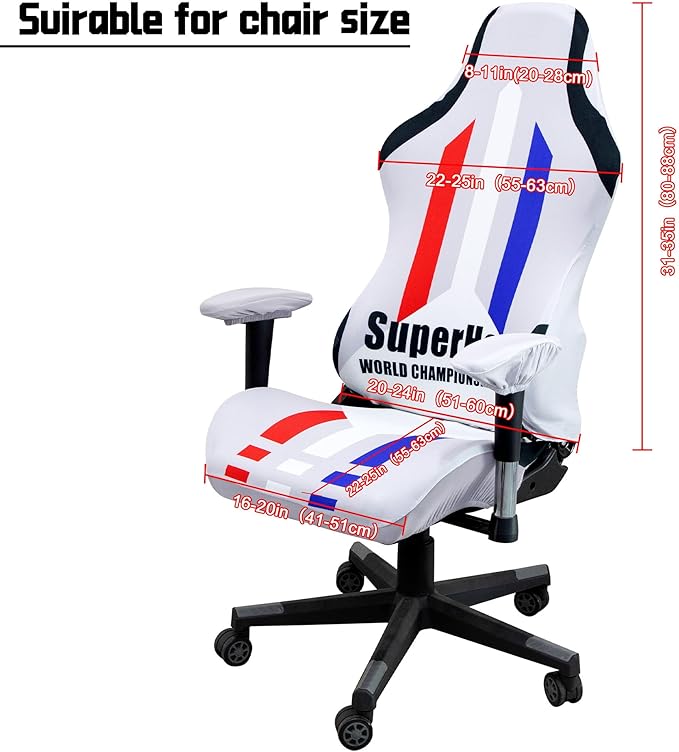 Gaming Chair Covers,Stretchable Computer Chair Cover,Ergonomic Office Chair Cover,for Anti Cat Scratch Protection of Computer Gamer Chair Slipcovers,Racing Chair Covers (Only Covers,Superhero Grey)