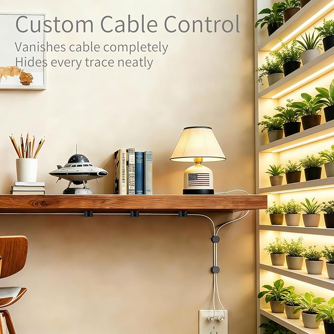 12 Pack Cable Clips (10 Pcs Square Cord Holder 2 Pcs Circular And Rotatable Cord Clips) Suitable For Office Desks Home Desks, Telephones, Vehicles, Walls, Tabletops And Bedside Tables，Black And White