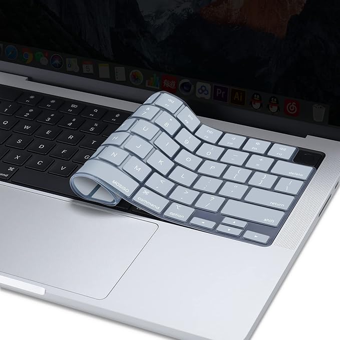 MOSISO Keyboard Cover Skin Compatible with MacBook Air 15 inch M3 A3114 M2 A2941/Air 13.6 A3113 A2681/Pro 14/16 M4 M3 M2 M1, Baby Blue