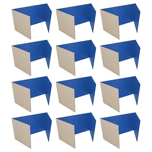 Flipside Products 18”x 48” Blue Study Carrel, Privacy Boards, Student Privacy and Focus Booth for The Classroom, Desk Divider Cubby for Tests, Made in USA - 12 Pack
