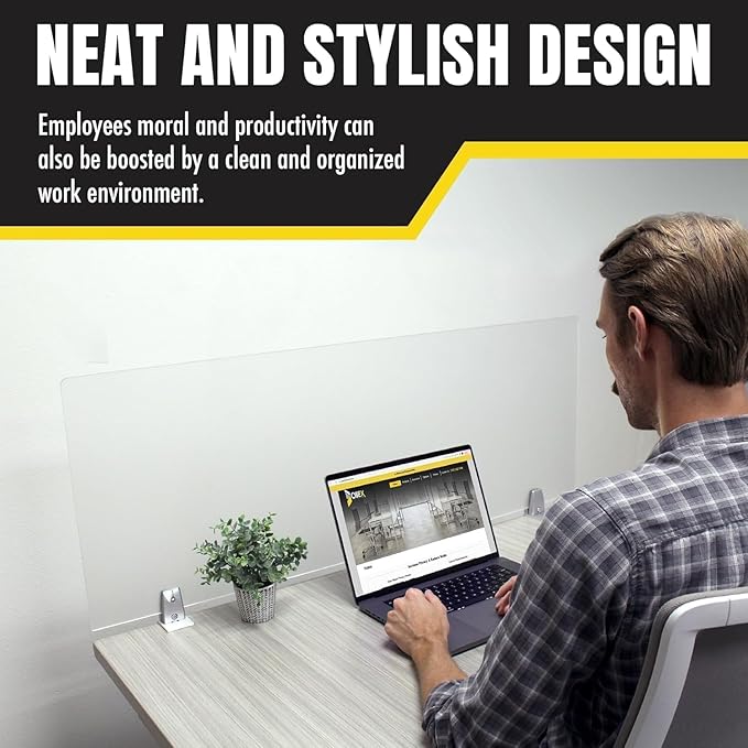 OBEX Clear Acrylic Desk Mounted Privacy Panel, 12" x 42", Clear