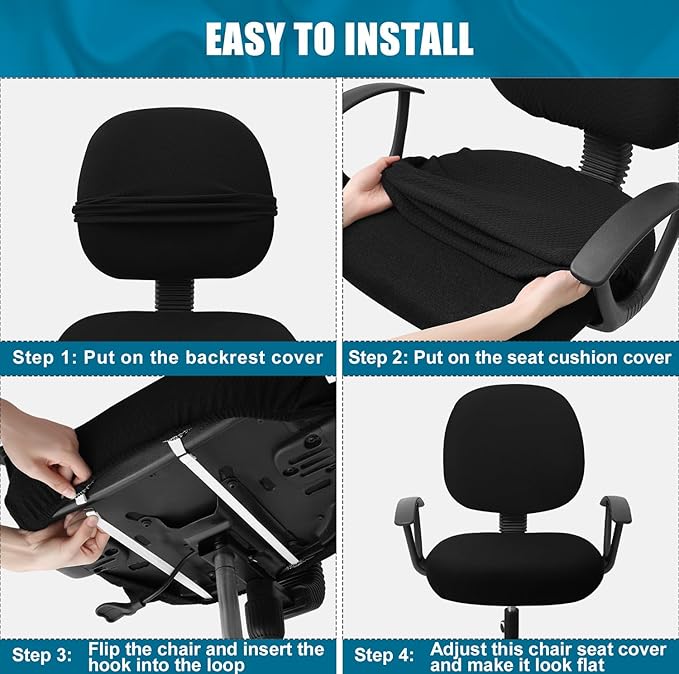 Smiry Stretch Jacquard Office Computer Chair Covers, Removable Washable Universal Desk Rotating Chair Slipcovers Protector, Seat + Backrest Cover, Chocolate