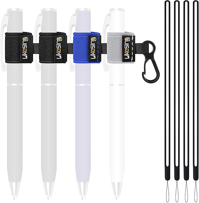 Likesing Pen Holder for Lanyard, 4 Set Elastic Retractable Pencil Holder with Silicone Lanyard Around Neck, Pen Leash for Nurses, Teachers, Waitres, Carpenters, Construction Workers(Dark-color)