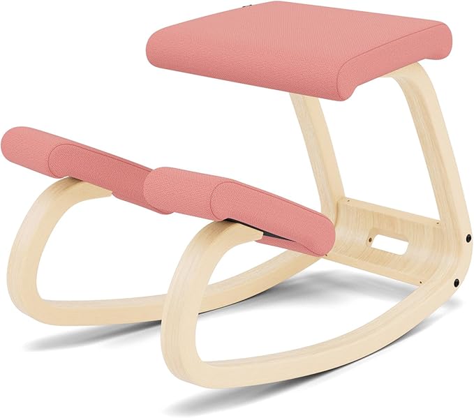 Varier Variable Natural/Pink Ergonomic Office Kneeling Chair for Desk – Back Pain Relief, Rocking Seat for Home, Study & Posture Support – 10 Year Quality Guarantee