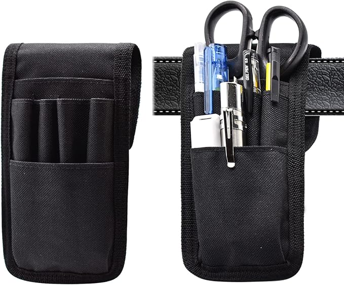 2 Pcs KATOLK Belt Pen Holder, Multifunctional Adjustable Tactical Pencil Pouch, Detachable Military Duty Pencil Sleeve Case, Can Hold Pens, Rulers and Scissors
