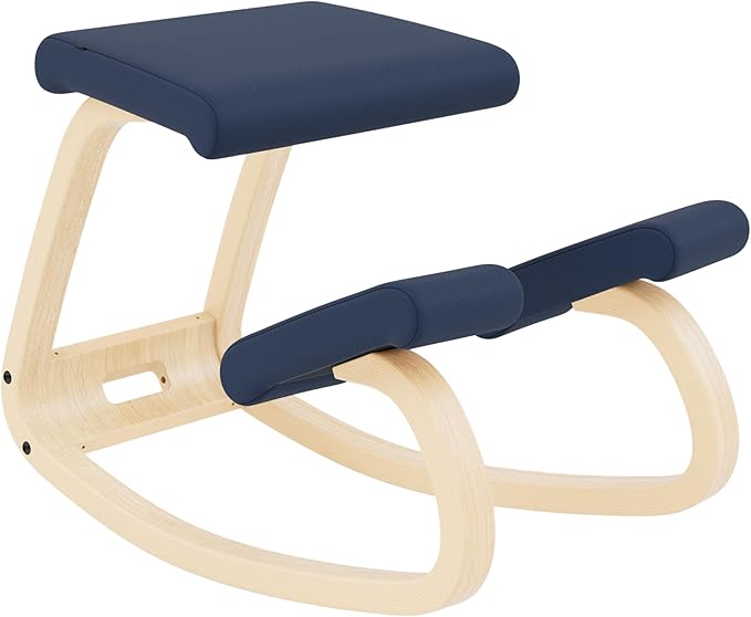 Varier Variable Natural/Blue Ergonomic Office Kneeling Chair for Desk – Back Pain Relief, Rocking Seat for Home, Study & Posture Support – 10 Year Quality Guarantee