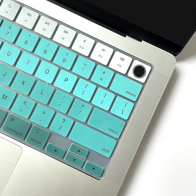 Batianda Premium Gradient Color Keyboard Cover for New MacBook Pro 14'' Pro 16'' 2024 2023 M4 M3 M2 M1 Pro/Max Chip & New MacBook Air 13 15 inch Soft-Touch Silicone Protective Skin,Green to White