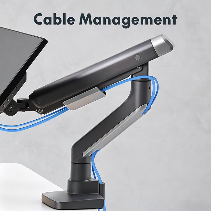 FlexiSpot Single Monitor Arm, Premium Aluminum Monitor Desk Mount Fits Screen up to 35 Inches, Fully Adjustable Monitor Stand with C-Clamp & Grommet Base, Holds 6.61 to 26.46 lbs, Gun Gray