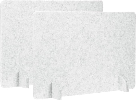 PATIKIL Desk Dividers 24" x 16", 2 Pack Desk Privacy Panel Freestanding Noise Reducing Partition Acoustic Panel with 4Pcs Support Feet for Testing Office Home Library, Light Gray Style C