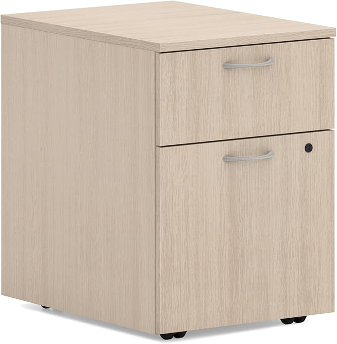 HON MOD 2 Drawer File Cabinet On Wheels, Mobile Pedestal for Filing Cabinets for Home Office, 15" W Portable Storage, Desert Oak