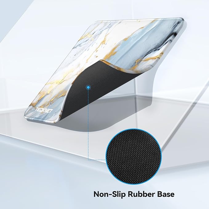 TECKNET Mouse Pad with Anti-fray Stitching, Waterproof Surface & Non-Slip Rubber Base with Stitched Edges Gaming Mouse Mat for Laptop，Compatible with Laser and Optical Mice - Grey Gold Marble