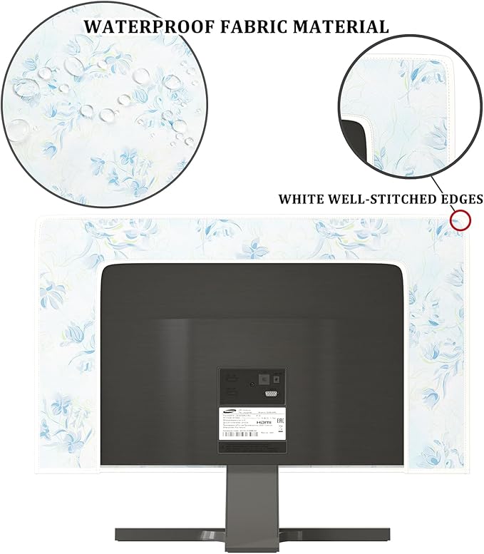 Blue Wildflower Floral Waterproof Screen TV Dust Cover 58,59,60 Inch Elegant Flowers Television Covers Antistatic Weatherproof TV Display Screen Cover Anti-Scratch Dustproof Protective