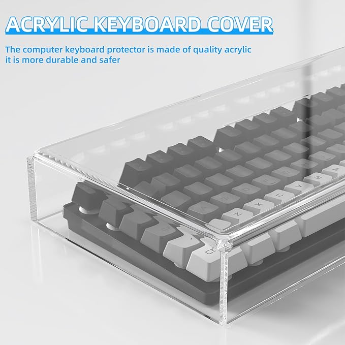 Attack Shark KC04 Acrylic Clear Transparent Keyboard Cover(17.4 * 6.5 * 1.89 inch) with Dustproof Waterproof Anti-hit Anti-cat Protective Case for Standard 104Key Mechanical Gaming Keyboard