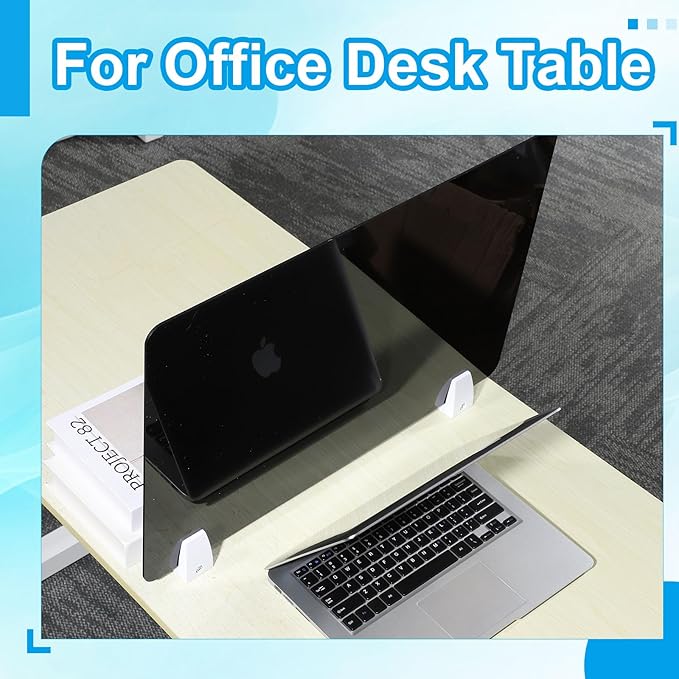 PATIKIL 40x60cm Desk Divider, 2 Sets Desk Privacy Panel Acrylic Office Partition Boards Table Testing Dividers Portable Panel Sneeze Guard Protective Shield for Office Kitchen Sink, Black