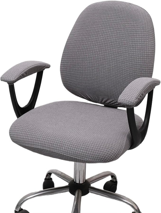 Melaluxe Office Chair Cover with Armrest Covers， Universal Stretch Desk Chair Cover, Computer Chair Slipcovers - Light Gray