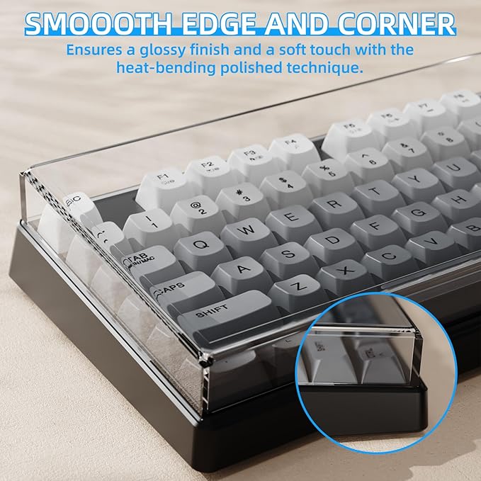 Attack Shark KC03 Acrylic Clear Transparent Keyboard Cover(13.9 * 5 * 0.9 inch) with Dustproof Waterproof Anti-hit Anti-cat Protective Case for Standard 87Key Mechanical Gaming Keyboard