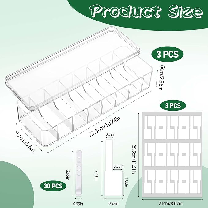 3 Pack Cable Organizer Storage Box with 30 Wire Ties and Sticker, Clear Cord Storage Organizers with Lid, Phone Charger Organizer Case Wire Organizers, Desktop Cable Management Box for Home Office