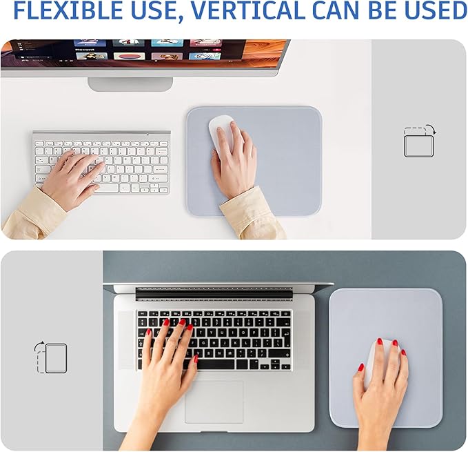 Gray Splash-Proof Textured 10.2 x 8.2Inch Mouse Pad - Stitched Edge Non-Slip Waterproof Rubber