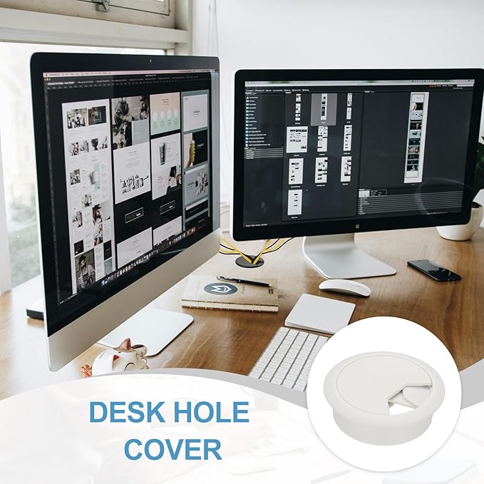 PATIKIL Desk Grommet 2", 4 Pcs Plastic Desk Hole Cover Cable Grommet Cord Hole Cover Table Wire Organizer for Home Office Wires Cables Through The Countertop, White