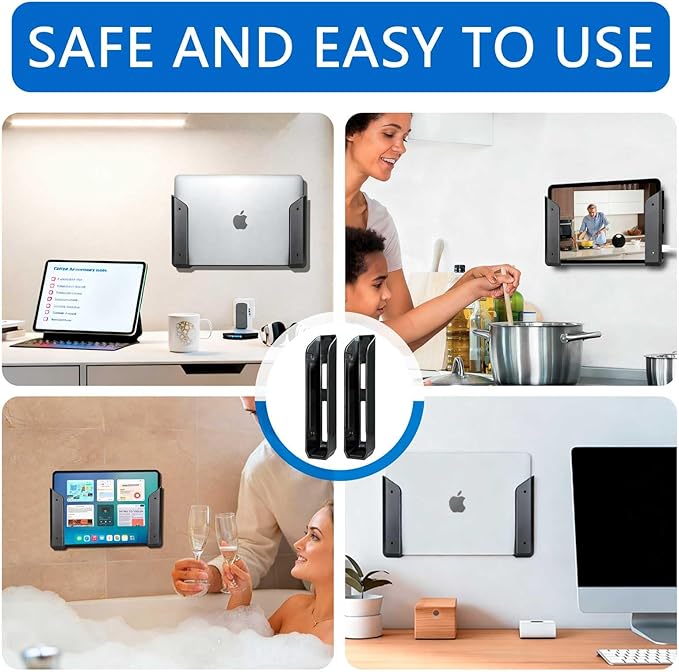 Under desk laptop mount,soft-protected edges, double-sided tape, 10 minutes install with this. Pair with our under desk laptop holder to hide laptop, router&cables ,keeping your desk clutter-free