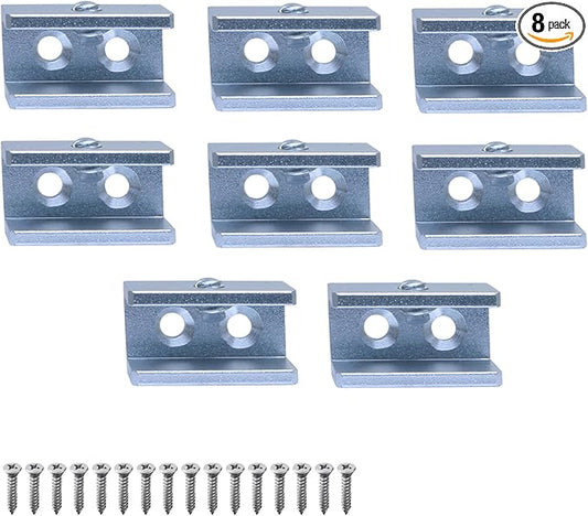 8 Pack Glass Shelf Bracket Floating Shelf Clips, Adjustable Clamp Glass Shelf Holder for 10-12mm Thickness, Shower Brackets Replacement Parts(Silver, Rectangle)