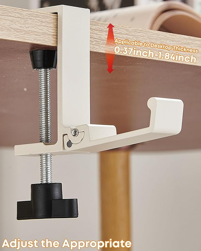 Aluminum Alloy Foldable Headphone Stand for Desk , Headphone Holder - Headset Stand Hook Mount, PC Gaming Headset Holder Under Desk Clamp for Office, Computer, Student Class Table, Handmade Table