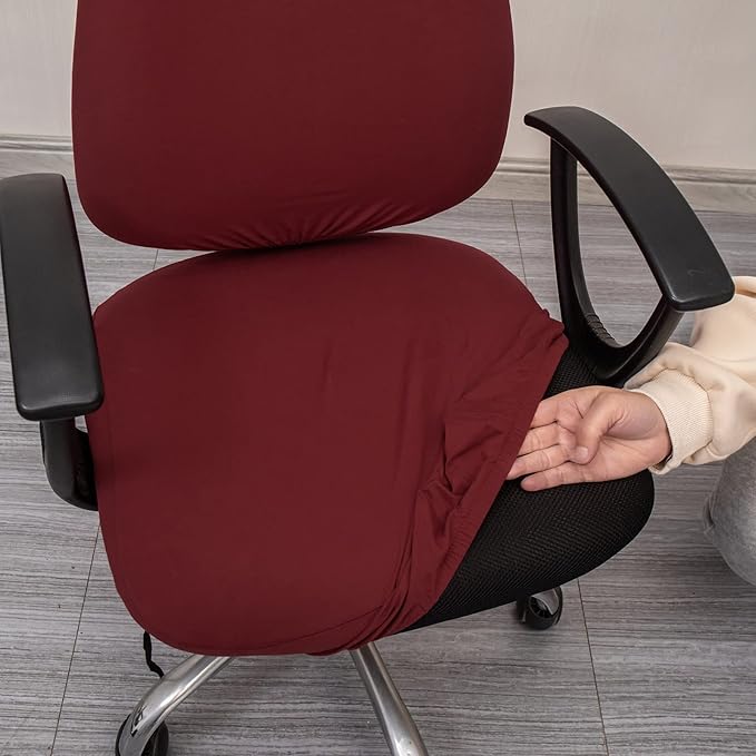 Melaluxe Computer Office Chair Covers, Protective & Stretchable Universal Chair Cover, Stretch Rotating Chair Slipcover (Red)