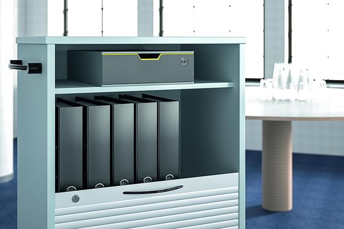 Durable Varicolor Lockable Drawer Unit - Gray Desktop Drawer Set with 1 XL Color Coded Draw - Draw is Lockable to Support GDPR - Perfect for Storing Documents and Paper Work