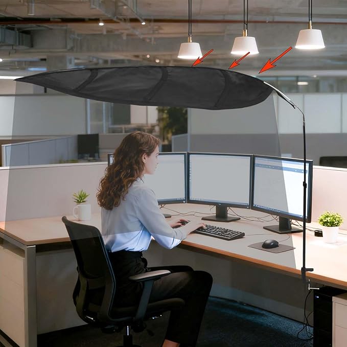 P Polerden Office Cubicle and Desk Shade Adjustable Cubicle Shade Black Leaf，The Original Cubicle and Desk Shade