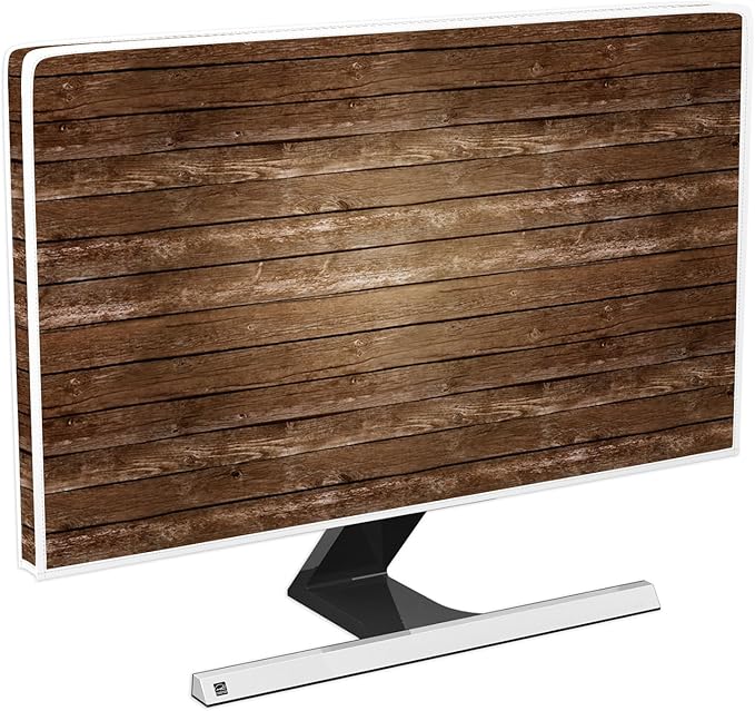 Waterproof TV Dust Covers 75 Inch for Television LED LCD OLED TVs TV Display Protectors During House Moving, Storing, or Home Renovation，Brown Vintage Wooden Board
