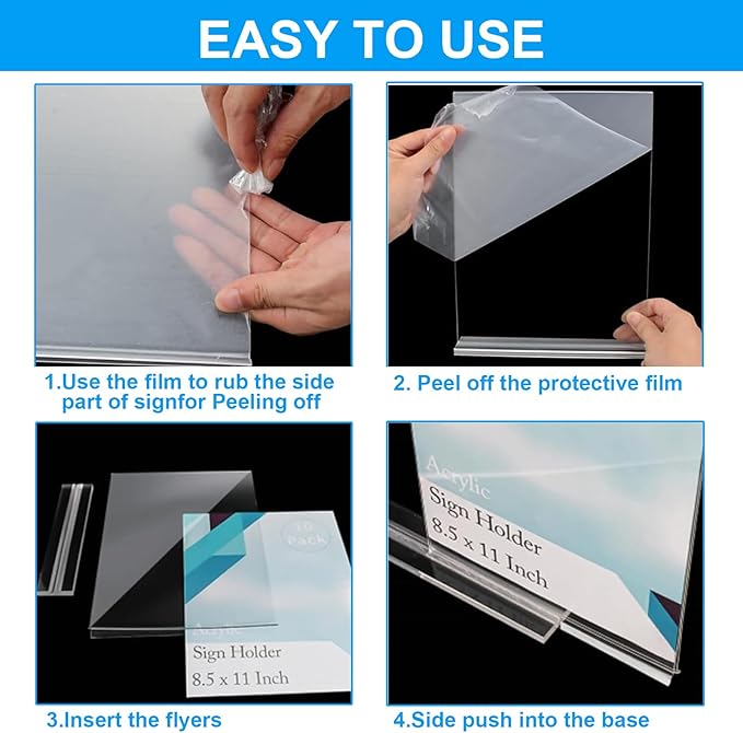 EHWINE 24 Pack Acrylic Sign Holders 4x6 Double-Sided Tabletop Display Stands for Menus Flyers & Signs, Clear Acrylic Picture Frame for Office Business Store & Events