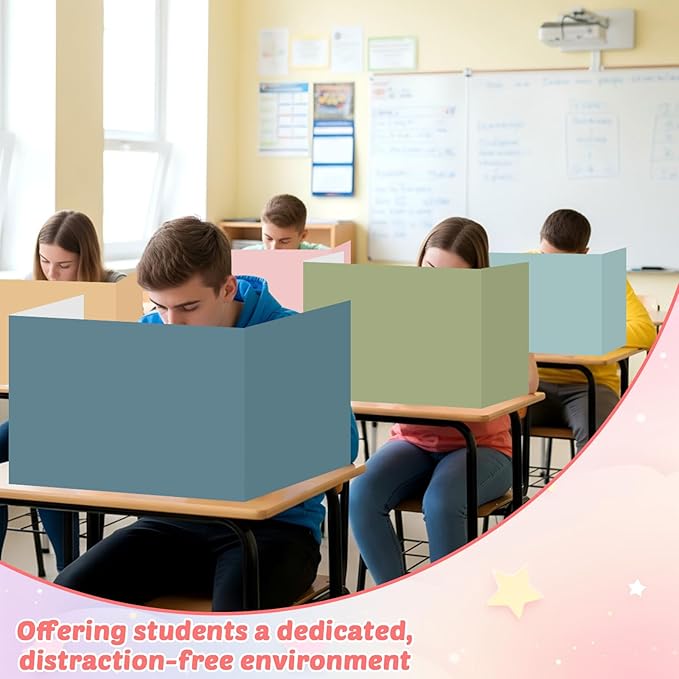 30 Pack Desk Dividers for Students Boho Privacy Folder for Students Waterproof Study Carrel Dividers Testing Divider Privacy Classroom Shield Folder Boards for Classroom School Teacher Supplies