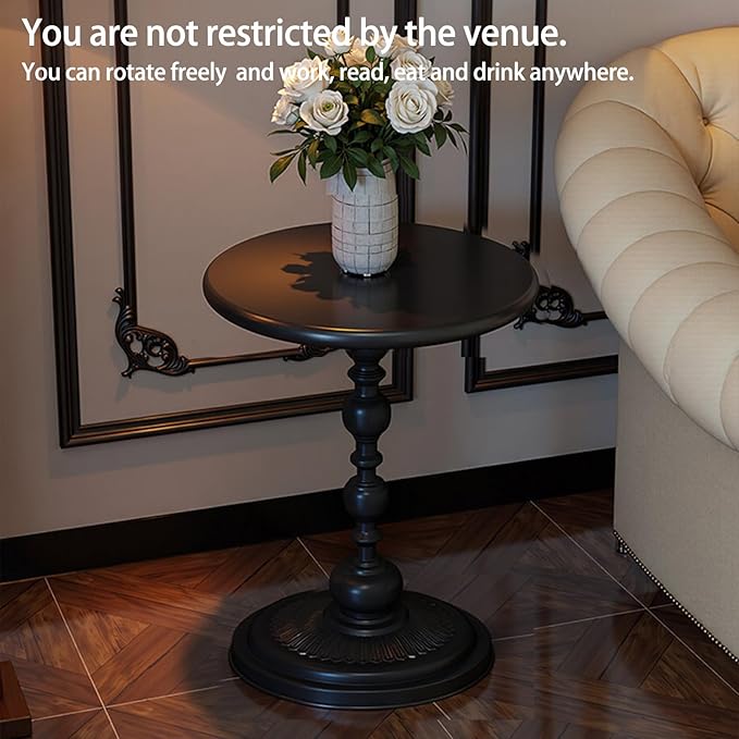 Pedestal Metal Round Side Table, Sofa Table, Small TV Tray Table for The Sofa in The Living Room and Bedroom, Bed, Chair, Mini Coffee Table, Headboard Table, 20.47 (H) *13.77 (W)