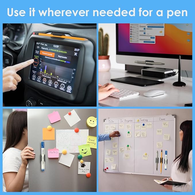 VZZNN 20 PCS Adhesive Pencil Holders, Silicone Marker Organizer for Desk, Notebook, Wall or Clipboard, Reusable Teacher Supplies for Classroom, Office, School Accessories (Black)